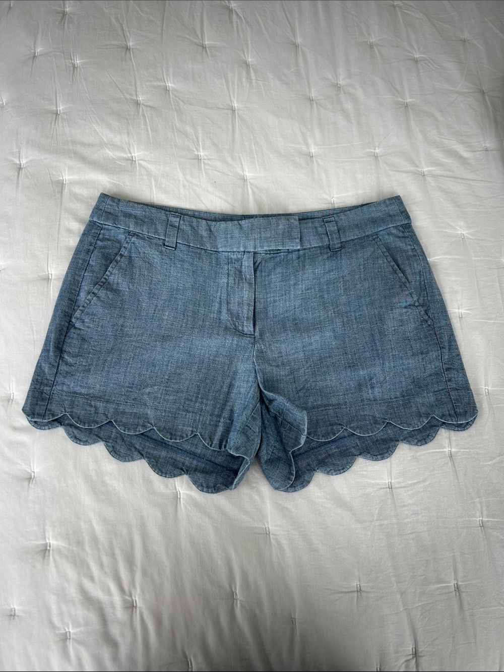 J. Crew Light Blue Scalloped Hem Shorts